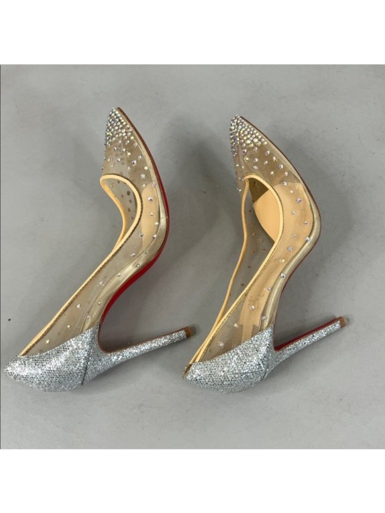 Christian Louboutin Crystal Follies Strass 100 Mm Pumps Mesh Mesh Silk Heels — image 7 of 8